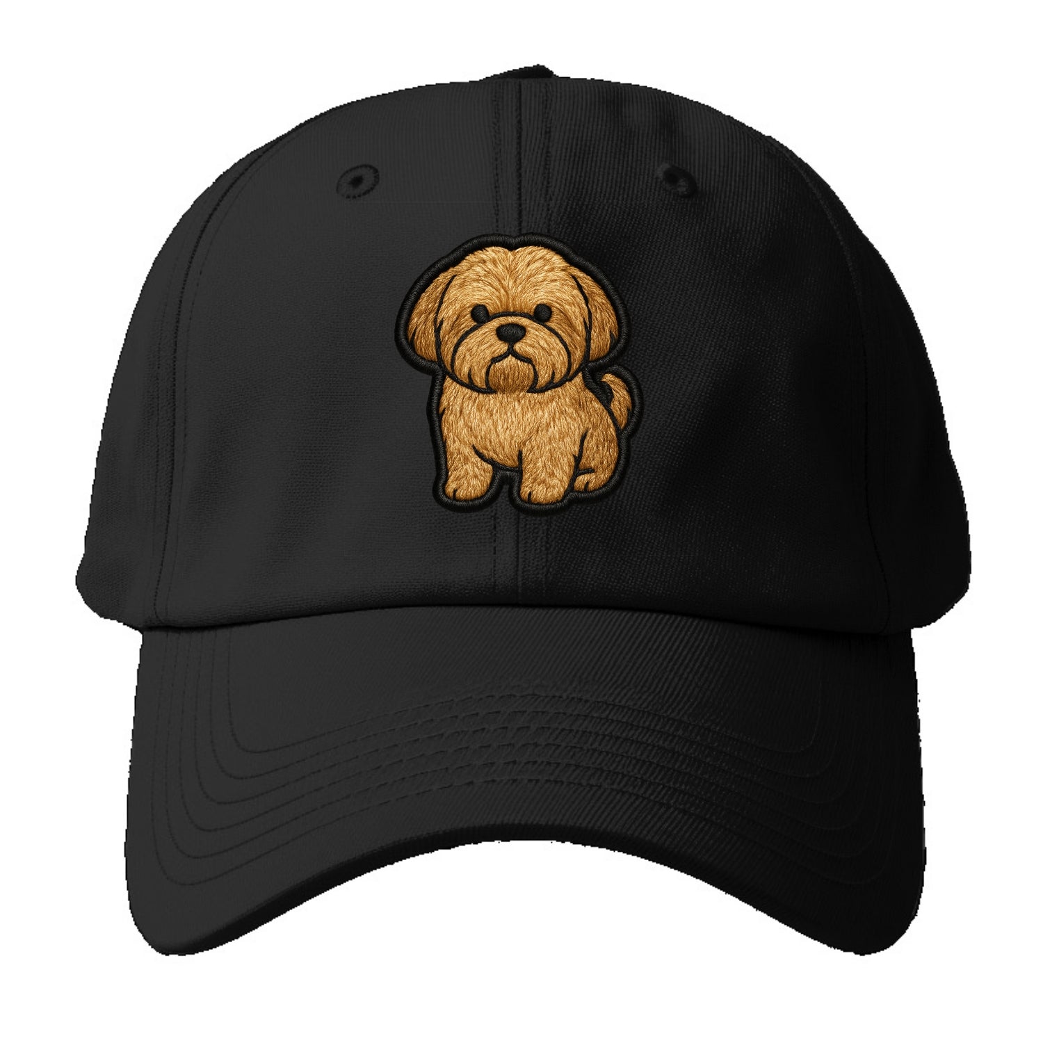 Shih Tzu - Minimalist fluffy design with - Baseball Cap For Big Heads - Black