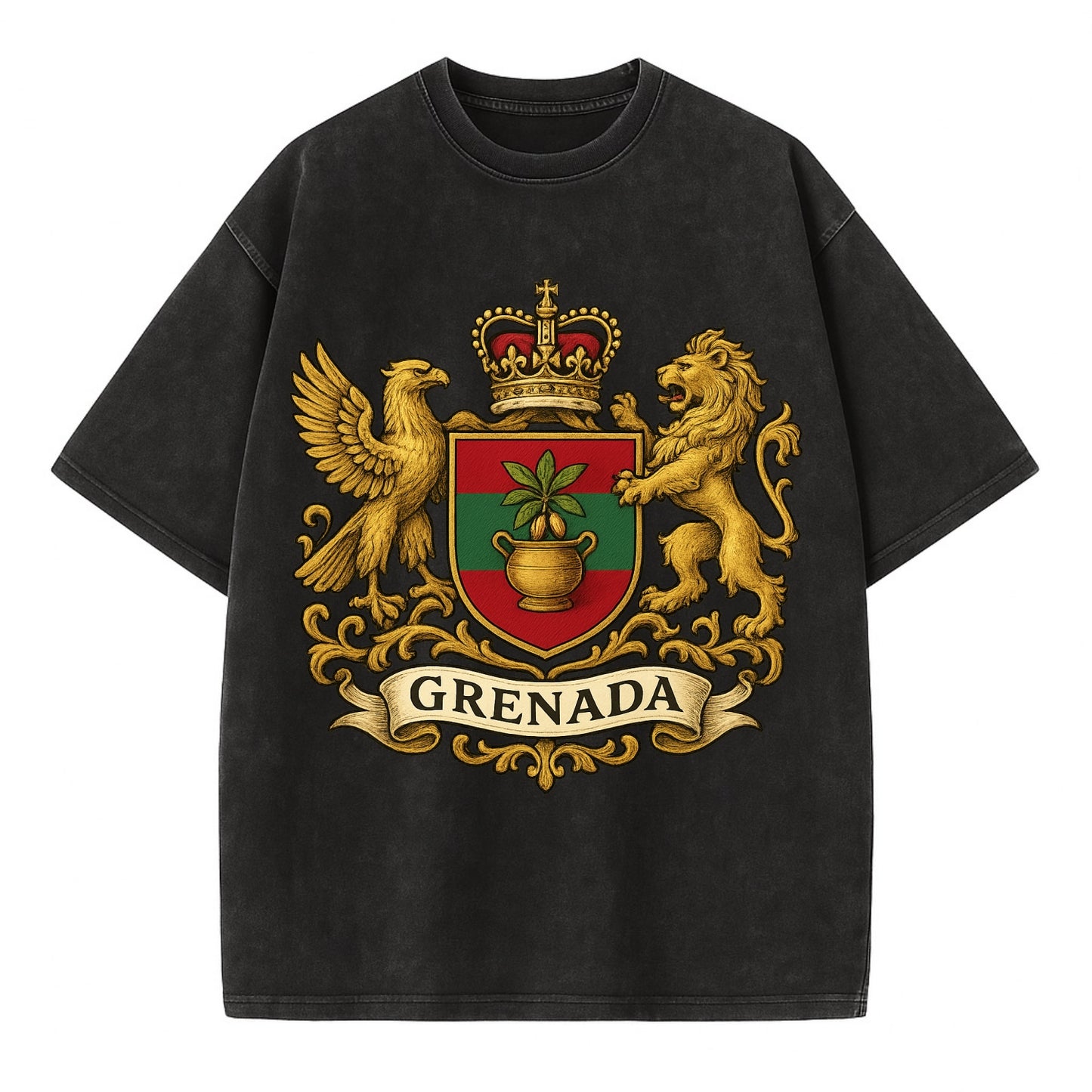 Grenada Heritage Badge  - Vintage T-shirt - Black