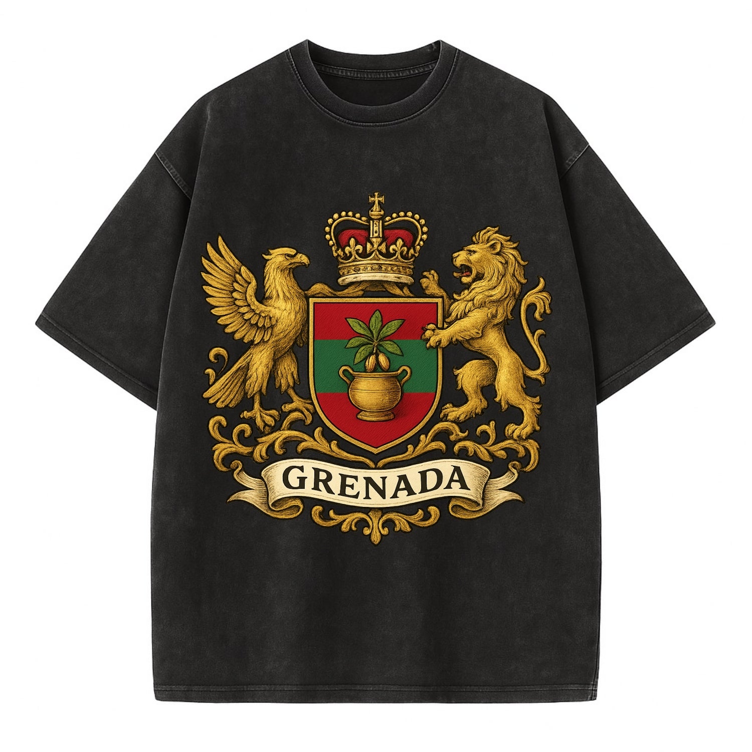 Grenada Heritage Badge  - Vintage T-shirt - Black