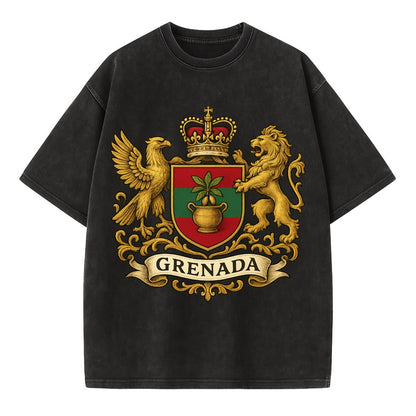 Grenada Heritage Badge  - Vintage T-shirt - Black