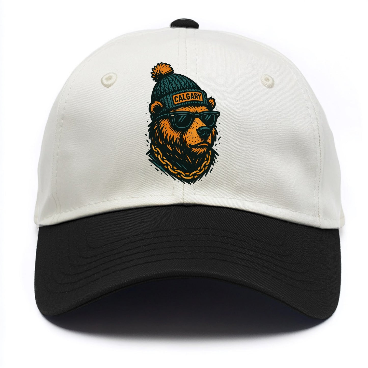 Calgary Grizzly Bear wearing Calgary bea - Two Tone Cap - Black