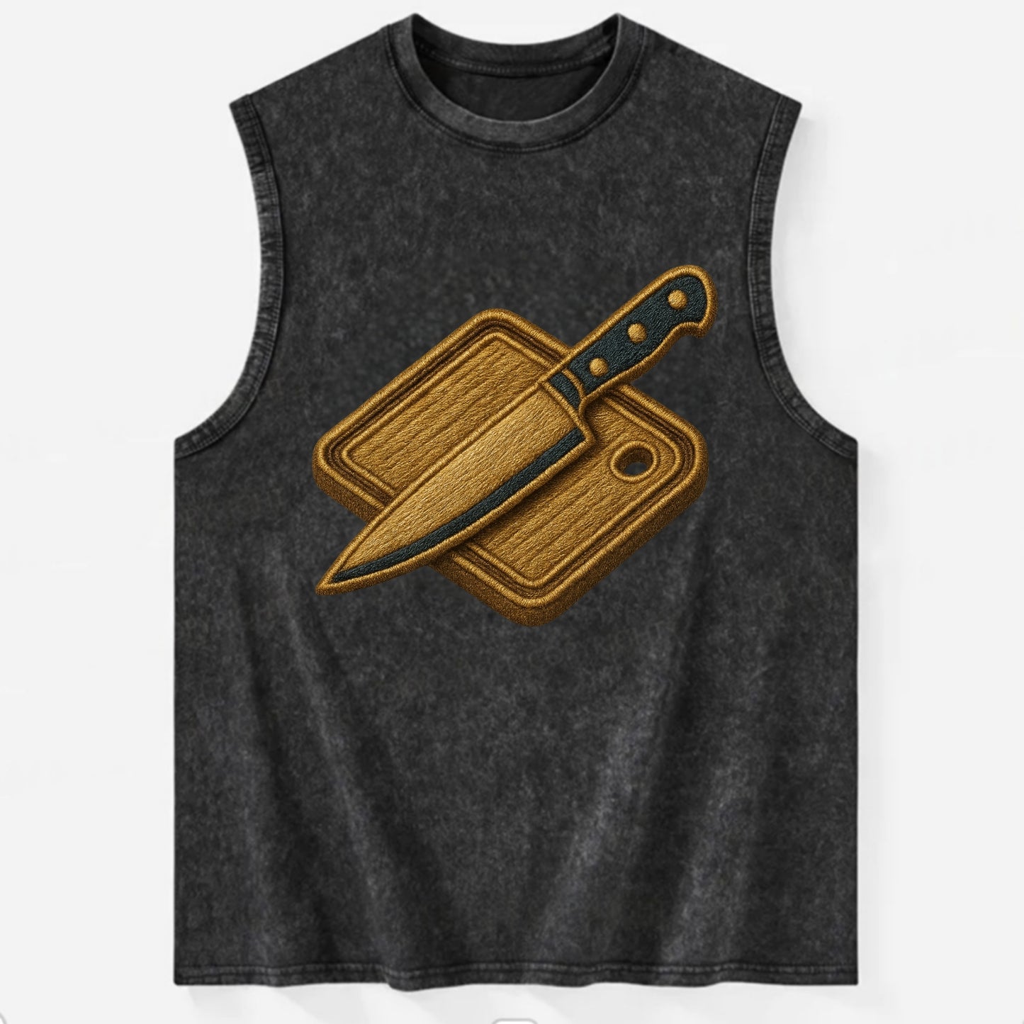 Chef knife with cutting board - culinary enthusiast - Vintage Washed Tank - Black