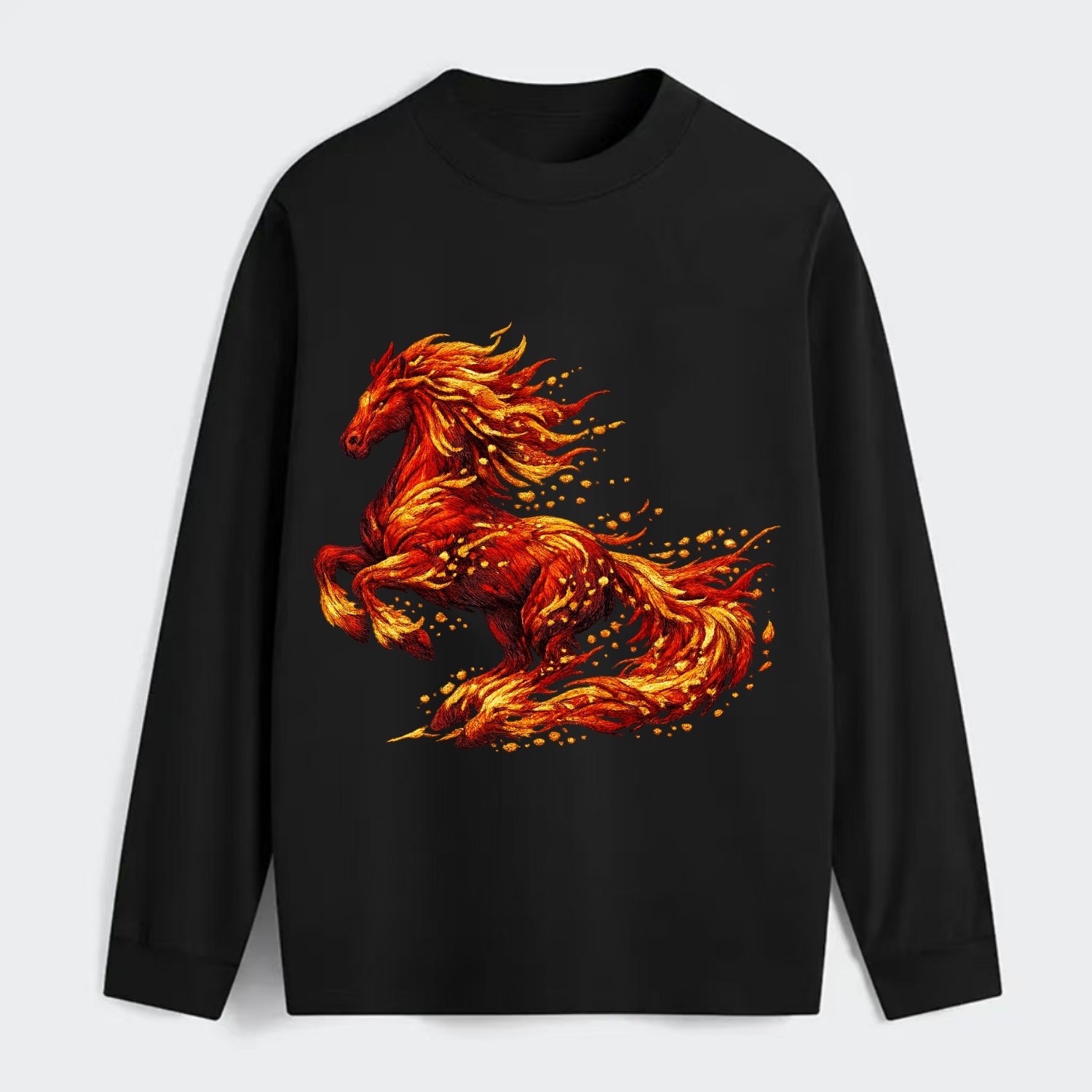EMBER RISING | Sparks forming into horse shape | Particles of fire | - Classic Long Sleeve Shirt - Black