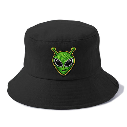 ALIEN MARTIAN - green alien with antenna in green , little green man - Bucket Hat - Black