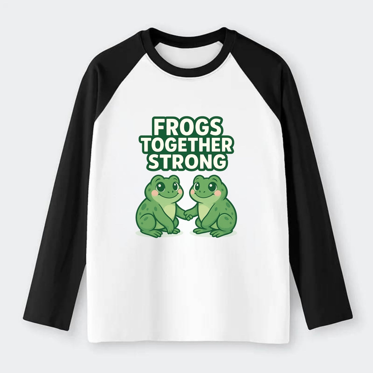 Frogs Together Strong 2 - Raglan Long Sleeve T-Shirt - Black