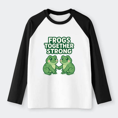 Frogs Together Strong 2 - Raglan Long Sleeve T-Shirt - Black