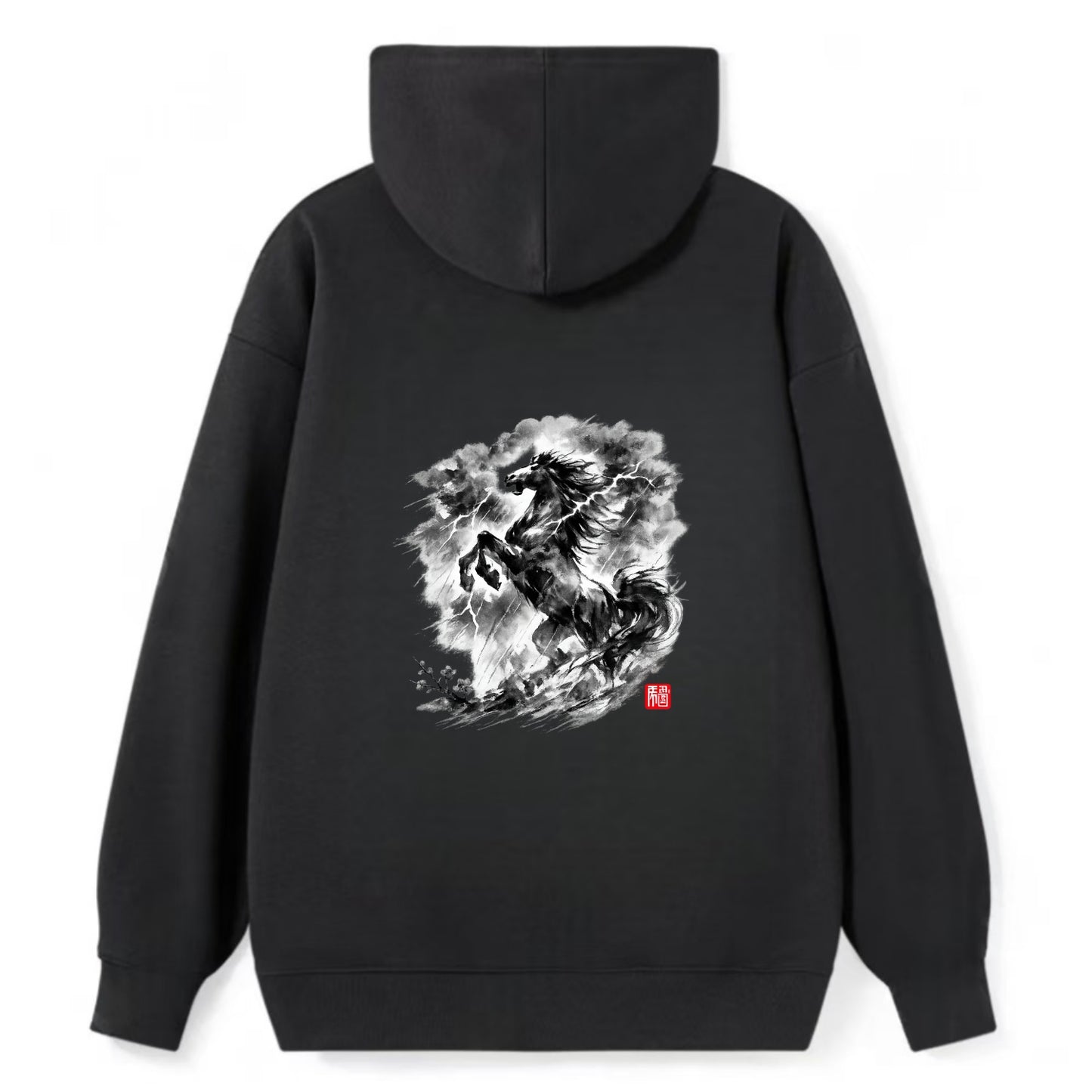 THUNDER HORSE | Storm horse with lightning elements | Dramatic storm - Classic Pullover Hoodie - Black
