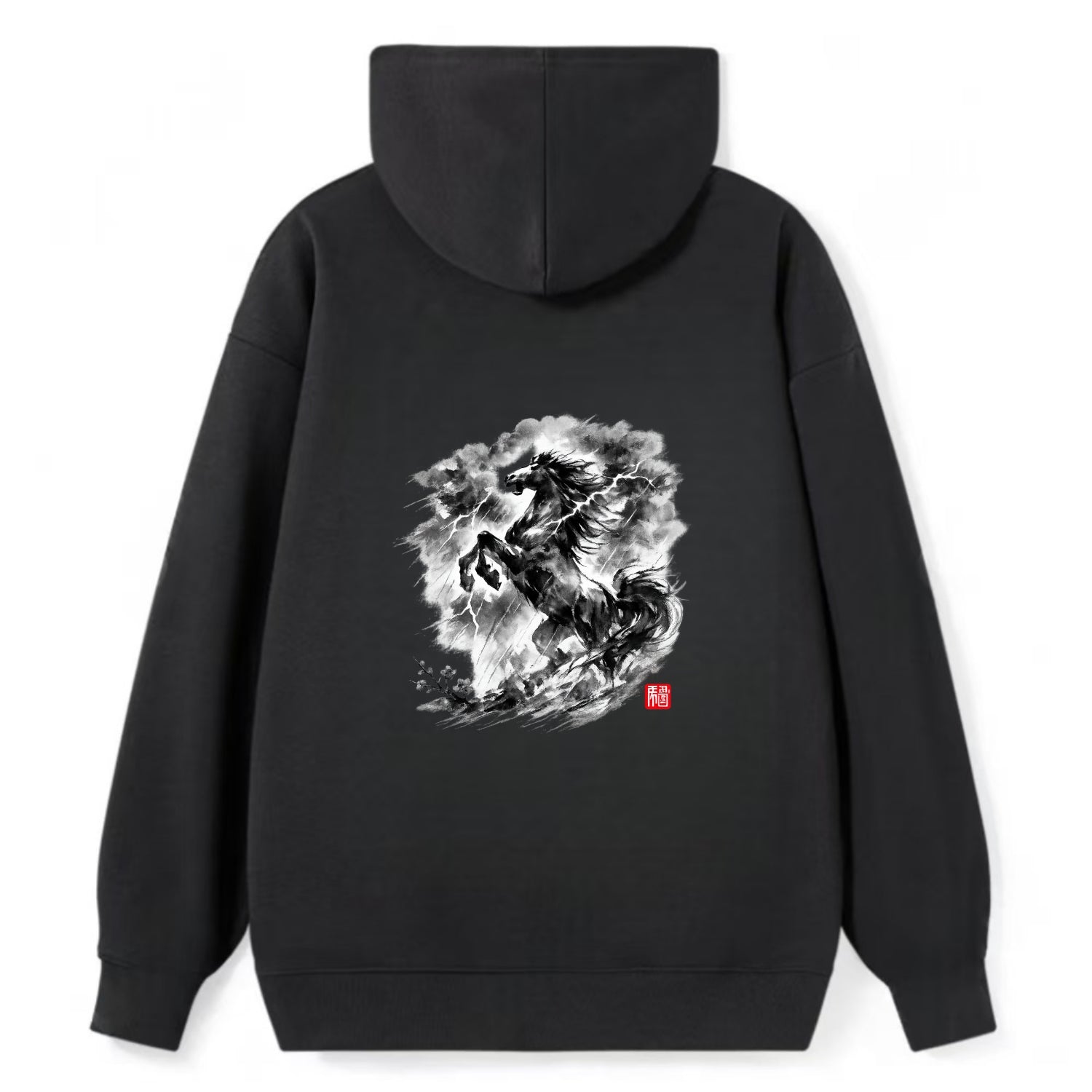 THUNDER HORSE | Storm horse with lightning elements | Dramatic storm - Classic Pullover Hoodie - Black