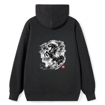 THUNDER HORSE | Storm horse with lightning elements | Dramatic storm - Classic Pullover Hoodie - Black
