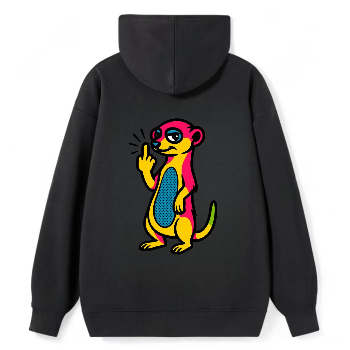 cute meerkat standing guard on hind legs, one front paw raised in sassy - Classic Pullover Hoodie - Black