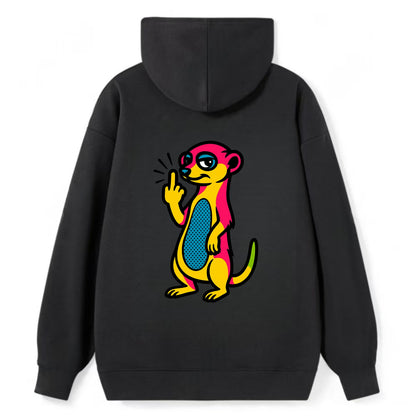 cute meerkat standing guard on hind legs, one front paw raised in sassy - Classic Pullover Hoodie - Black