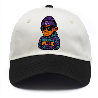 Manhattan Willie wearing Kansas State beanie with powercat patch - Two Tone Cap - Black