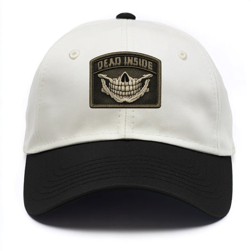 DEAD INSIDE SMILE - skeleton smile in white , dark humor - Two Tone Cap