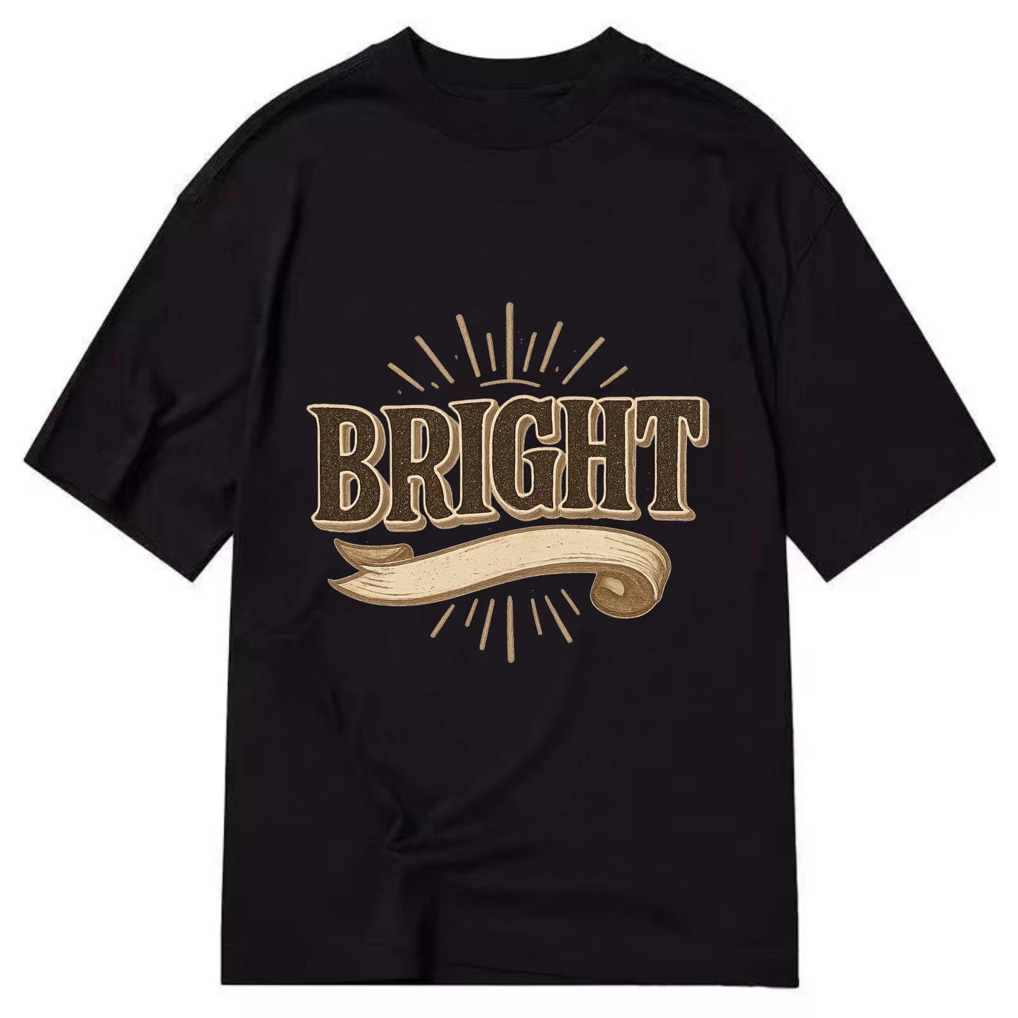 Bold typography design - "BRIGHT" - intelligent, shining - Classic T-shirt - Black