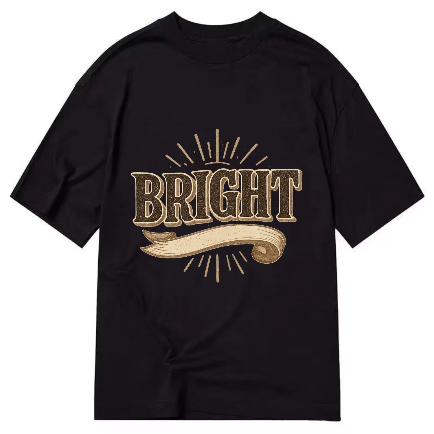 Bold typography design - "BRIGHT" - intelligent, shining - Classic T-shirt - Black