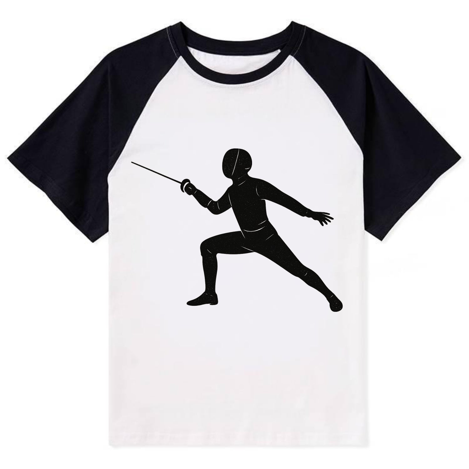 Fencer in lunge position - Contrast Raglan T-shirt - Black