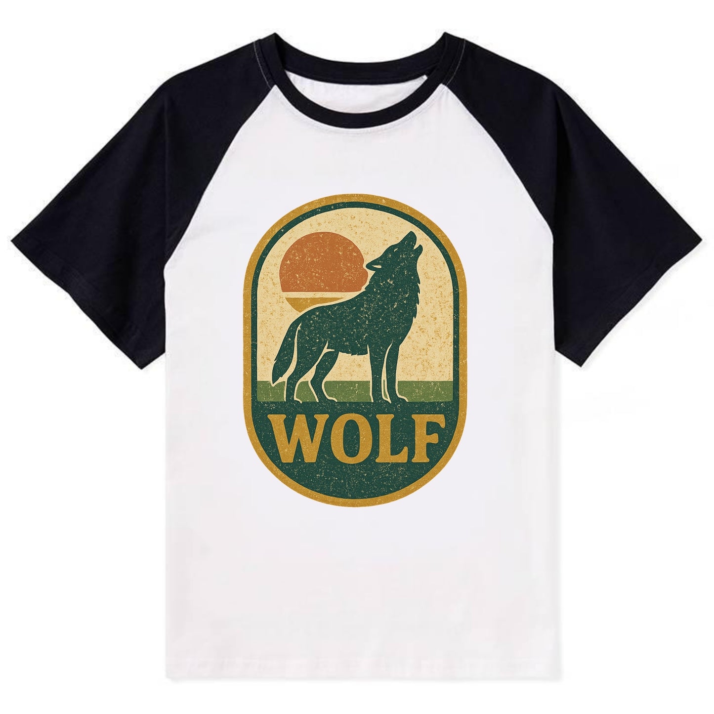Carbon Fiber Wolf  - Contrast Raglan T-shirt - Black