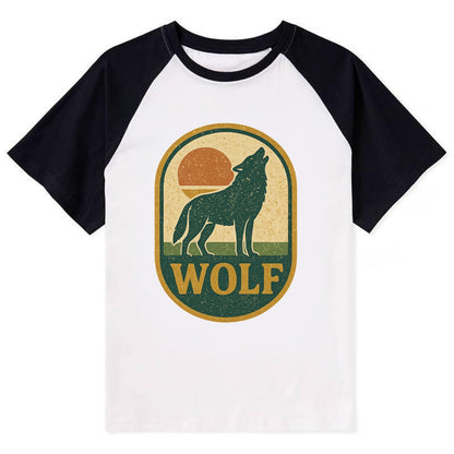 Carbon Fiber Wolf  - Contrast Raglan T-shirt - Black