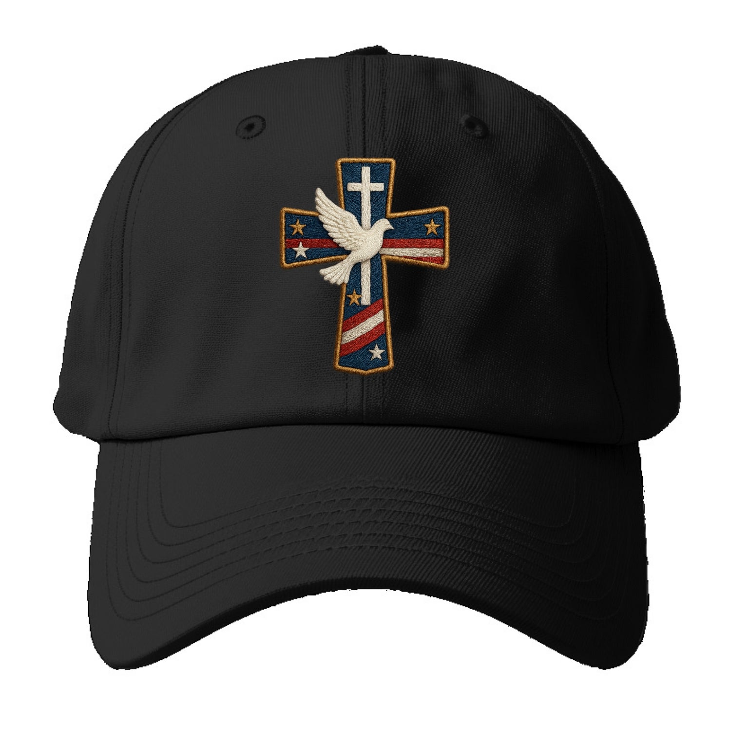 Dove and Cross  - Baseball Cap - Black