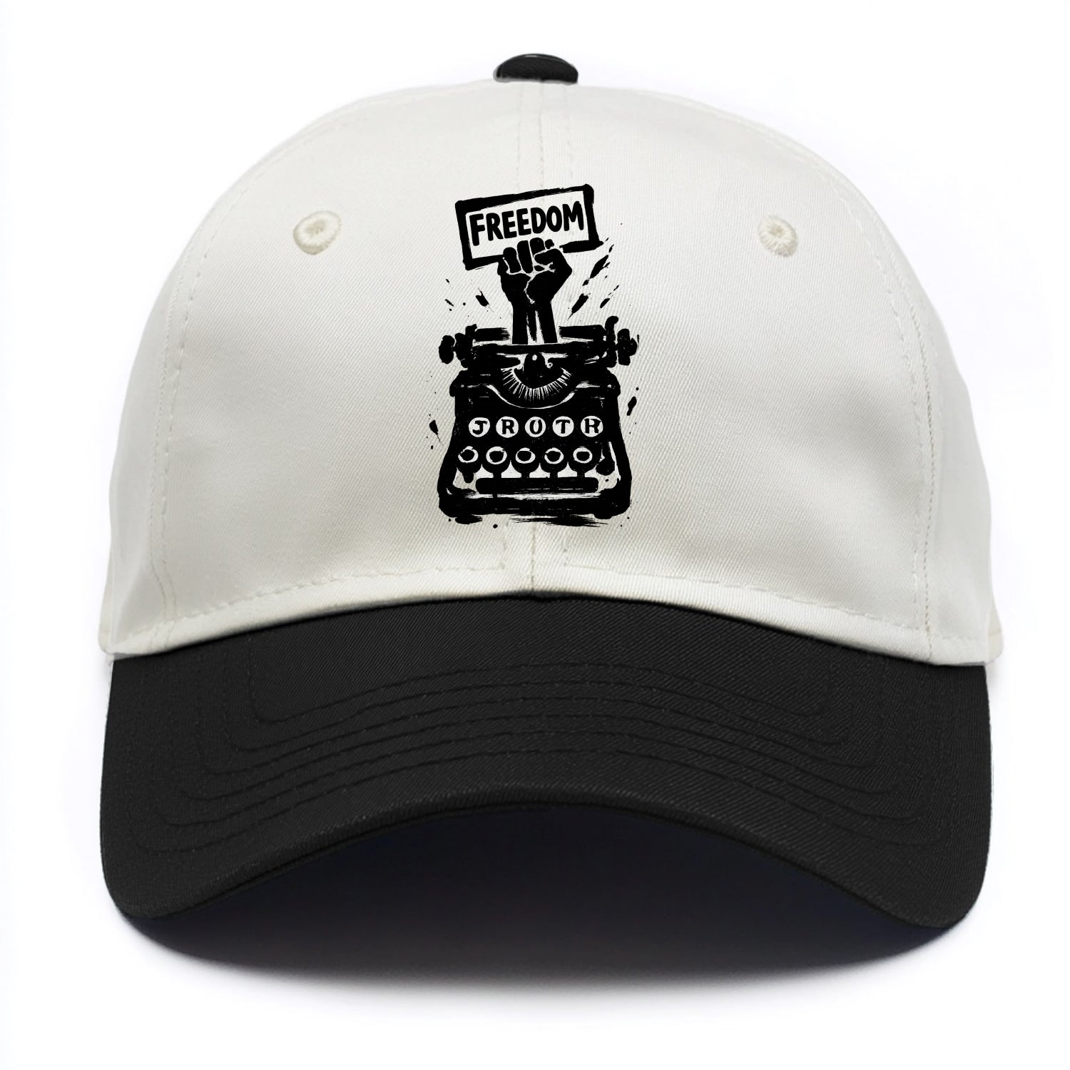 Typewriter keys - journalism and truth ink art - Two Tone Cap - Black