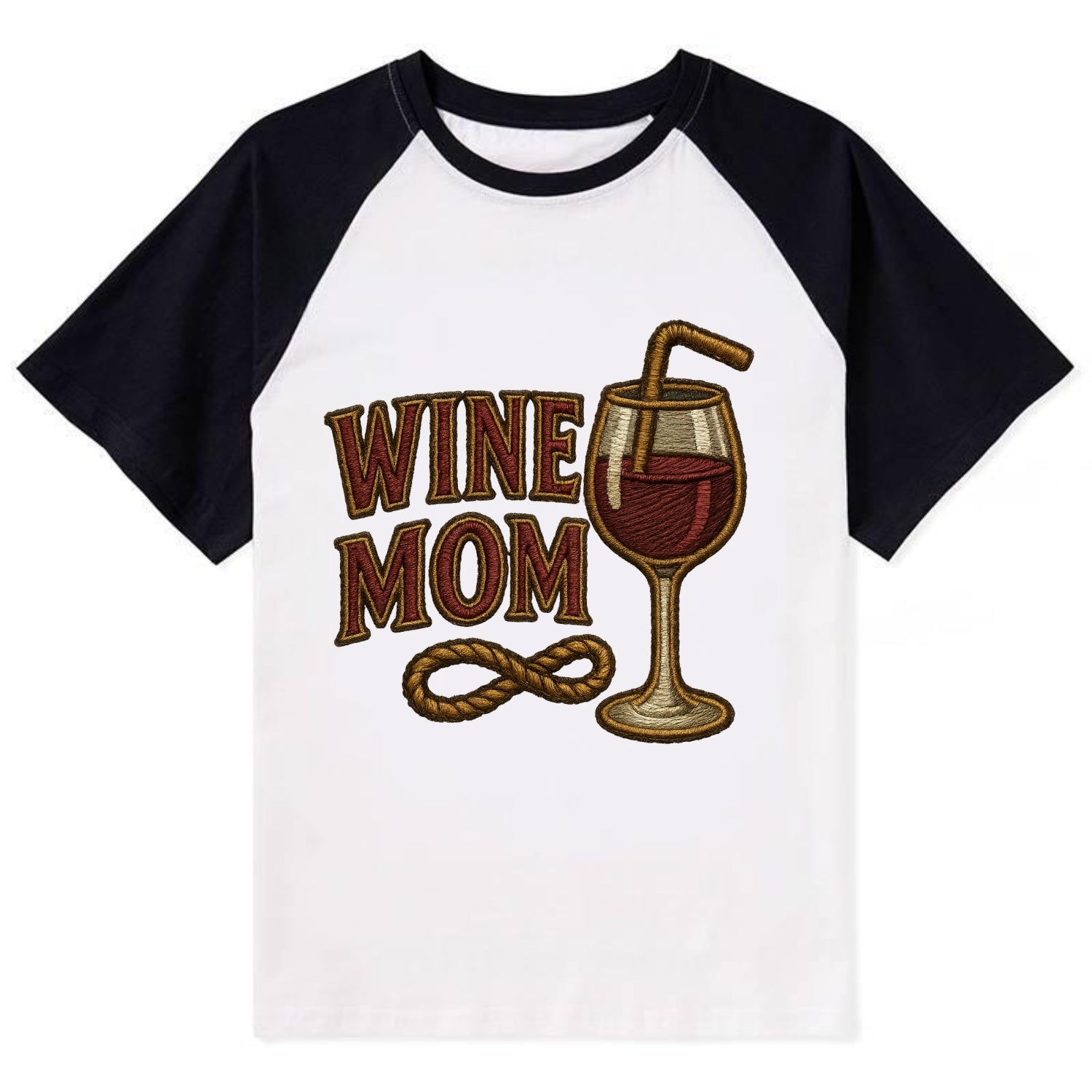 Wine Mom  - Contrast Raglan T-shirt - Black