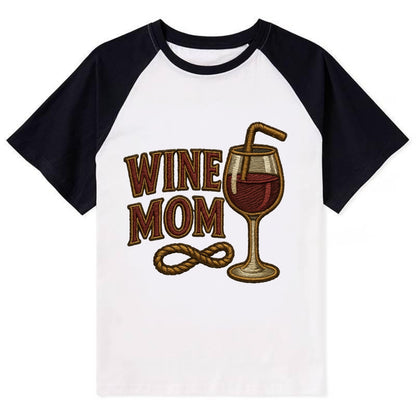 Wine Mom  - Contrast Raglan T-shirt - Black