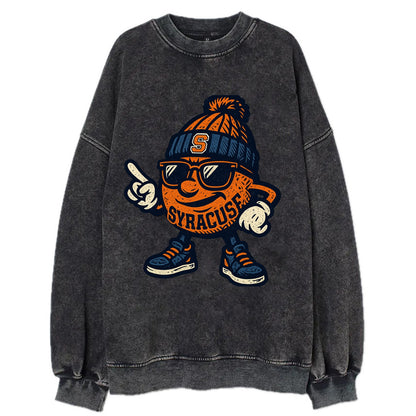 Syracuse Orange wearing Syracuse beanie with S patch - Vintage Sweatshirt - Black