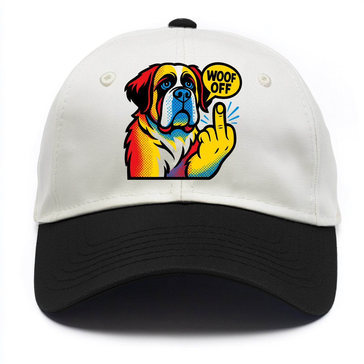 Saint Bernard with gentle giant face and droopy jowls, huge paw raised - Two Tone Cap - Black