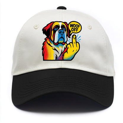 Saint Bernard with gentle giant face and droopy jowls, huge paw raised - Two Tone Cap - Black