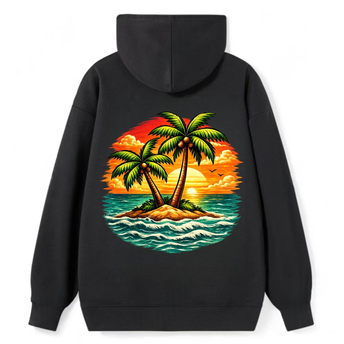 Tropical Island - Classic Pullover Hoodie - Black