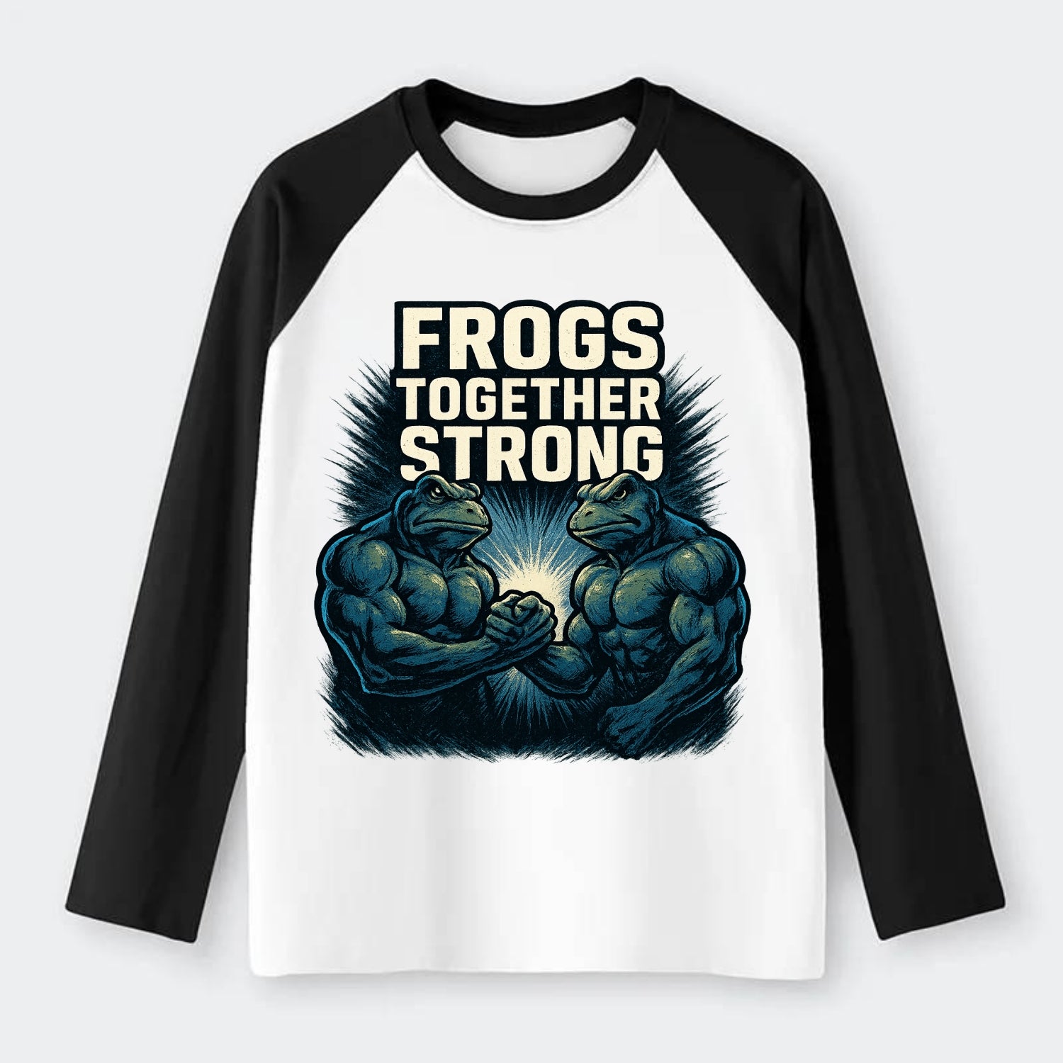 Frogs Together Strong 4 - Raglan Long Sleeve T-Shirt - Black