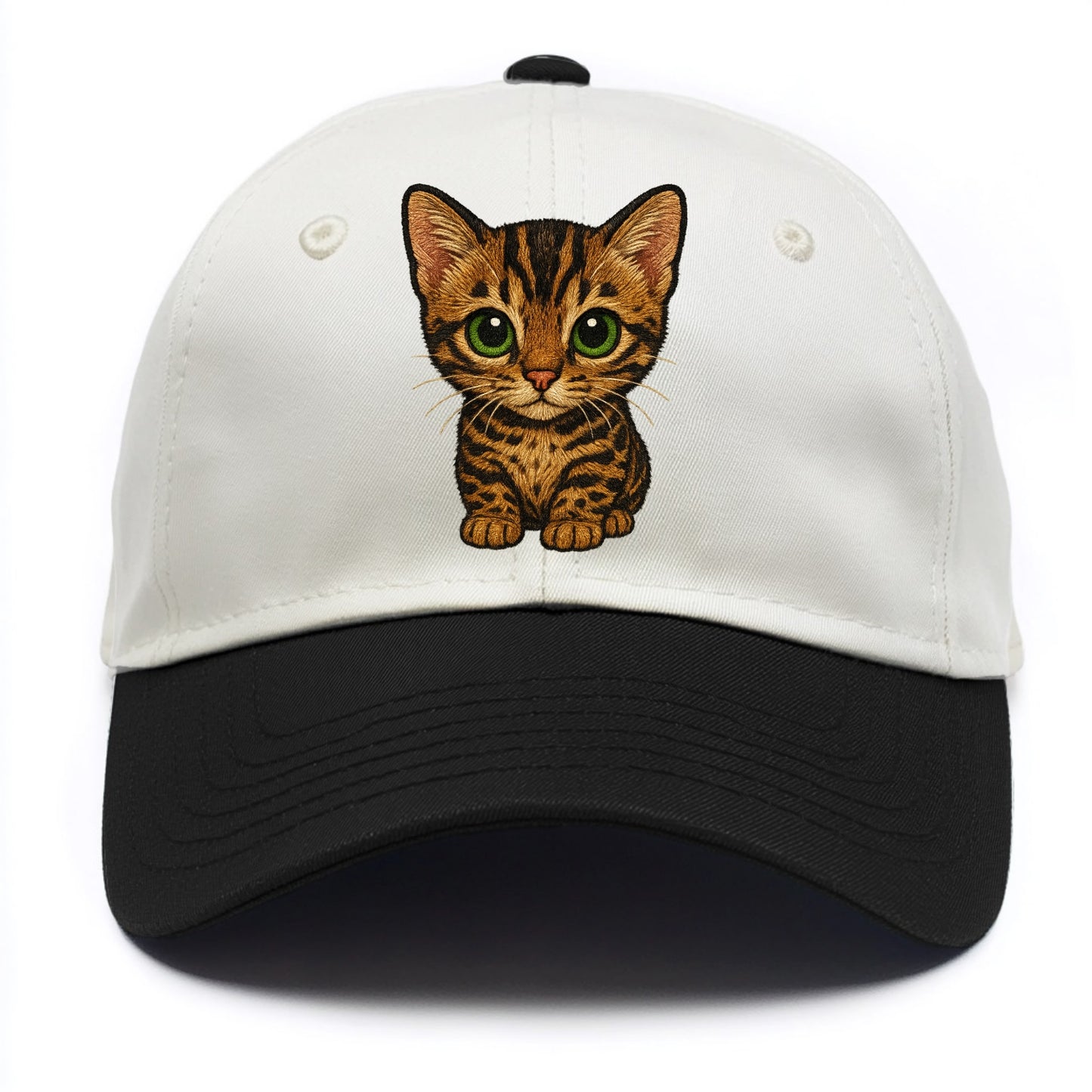 Baby Bengal Kitten - spotted/marbled wild coat, green eyes, athletic build, - Two Tone Cap - Black