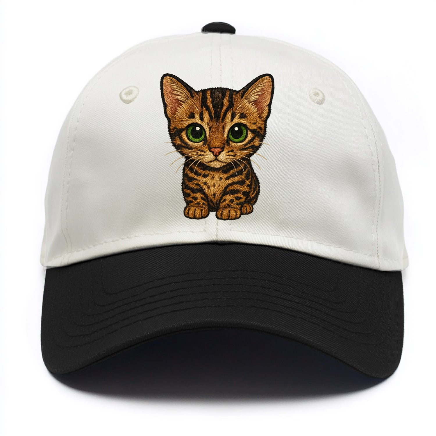 Baby Bengal Kitten - spotted/marbled wild coat, green eyes, athletic build, - Two Tone Cap - Black