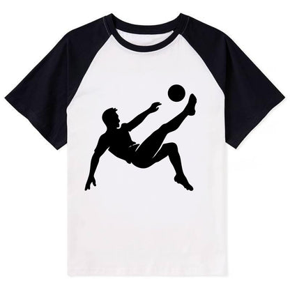 Soccer player kicking ball mid-air - Contrast Raglan T-shirt - Black