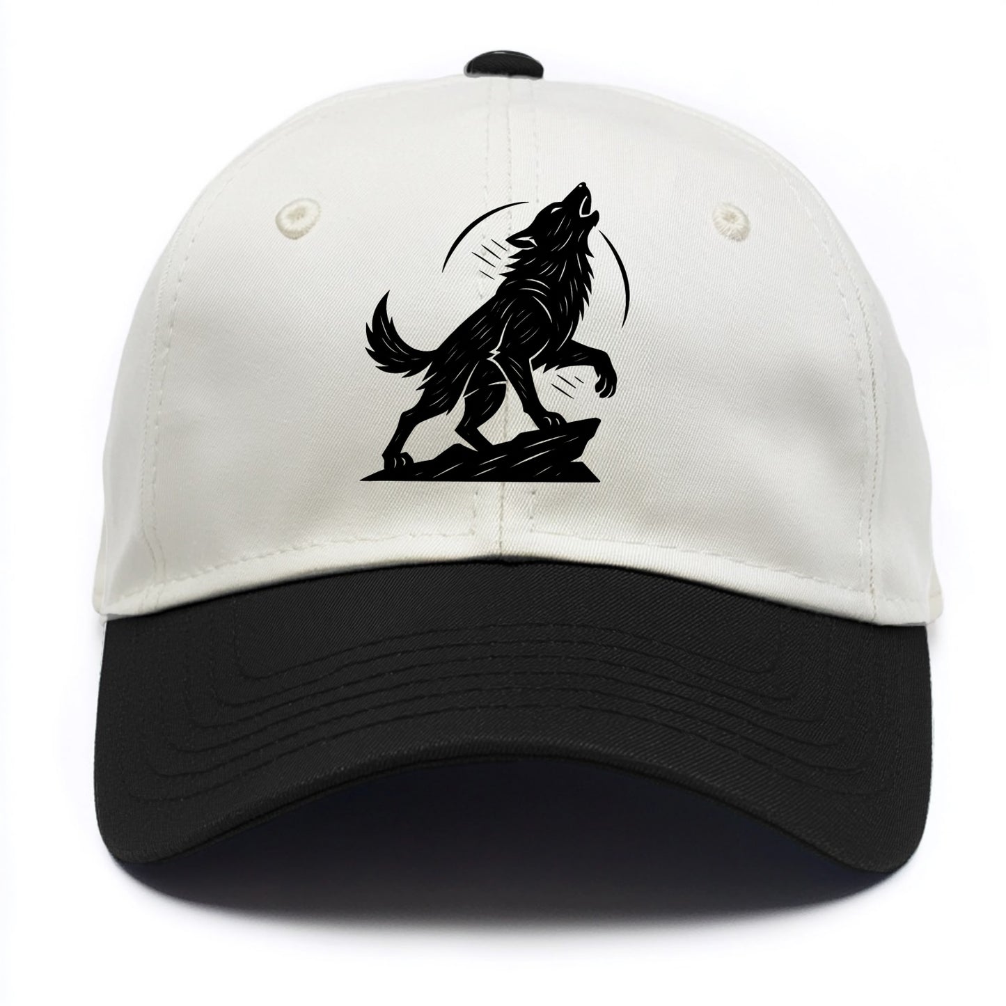 Wolf howling at full moon - Two Tone Cap - Black