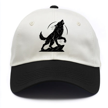 Wolf howling at full moon - Two Tone Cap - Black