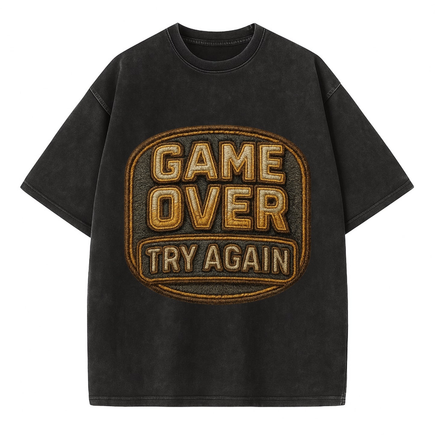 Game Over Try Again  - Vintage T-shirt - Black