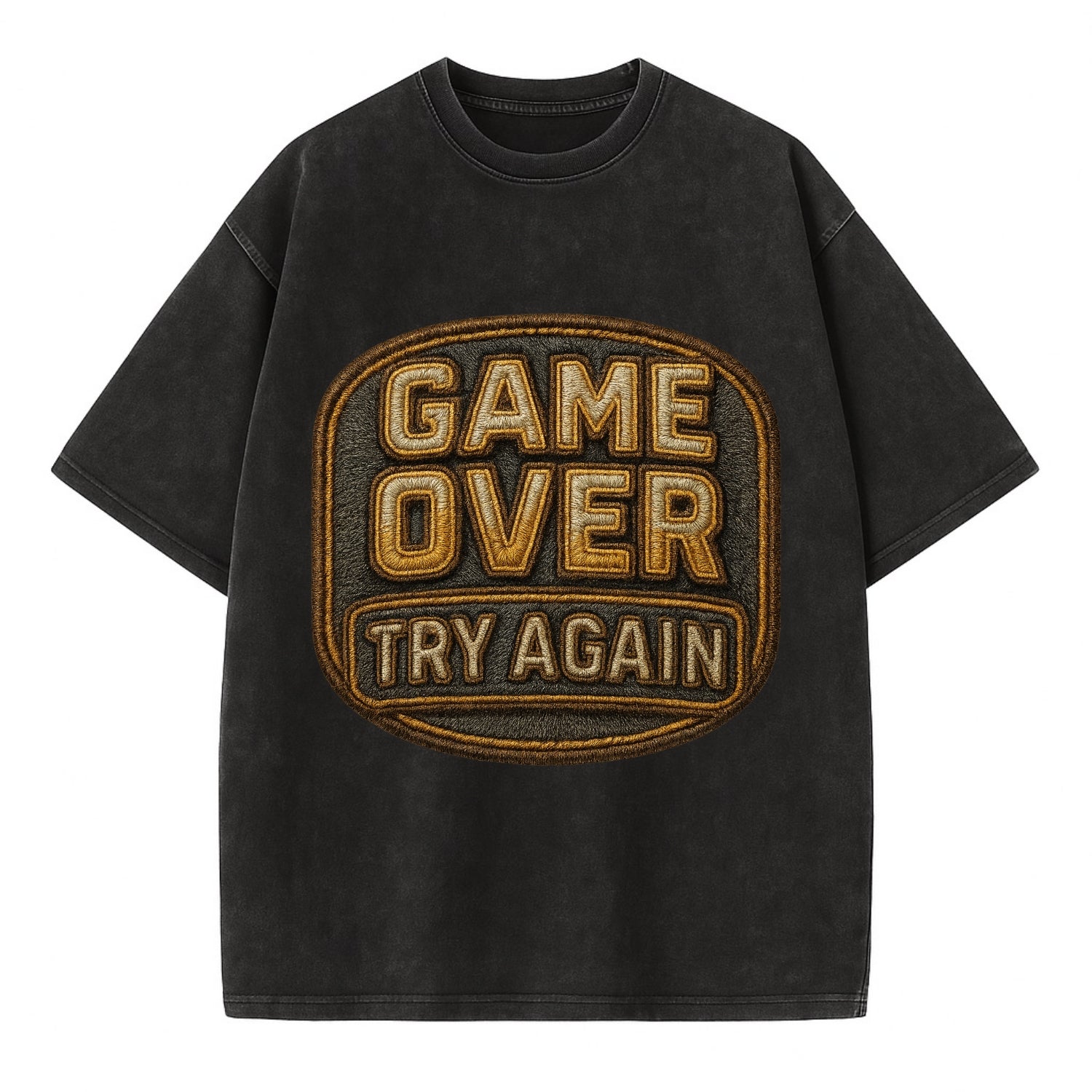 Game Over Try Again  - Vintage T-shirt - Black