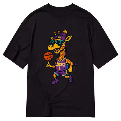 California Giraffe wearing Lakers beanie with palm tree patch and wayfarer - Classic T-shirt