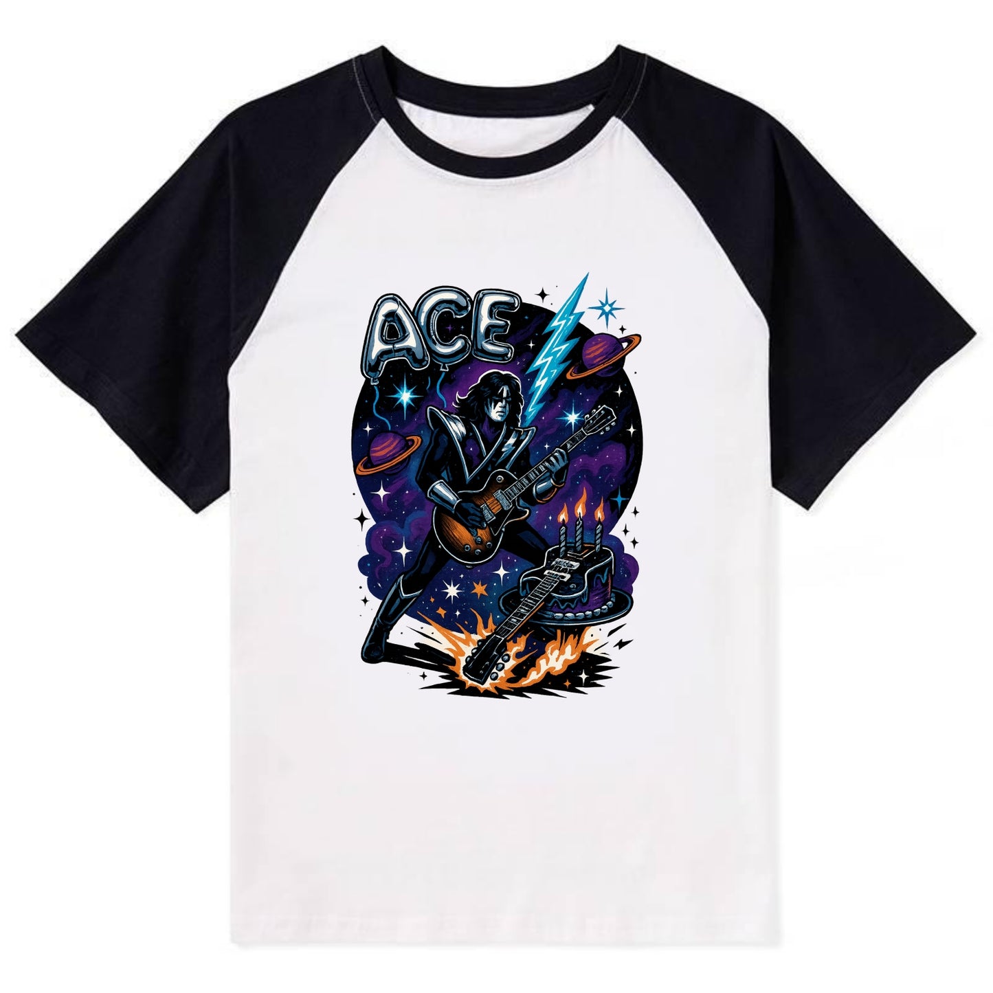 Ace Birthday Celebration - Contrast Raglan T-shirt - Black