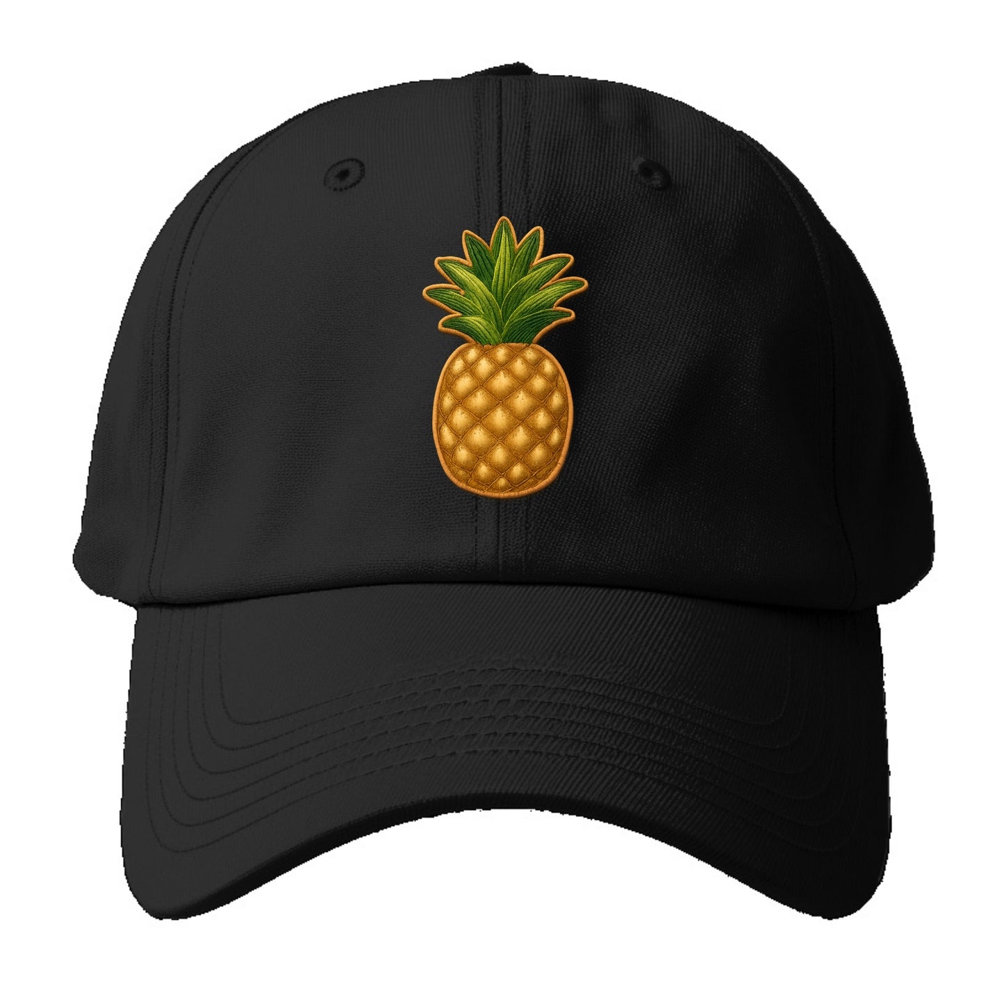 PINEAPPLE CROWN - tropical fruit in yellow and green , hospitality - Baseball Cap - Black