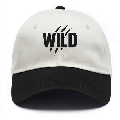 Bold typography design - "WILD" - untamed, natural, free - Two Tone Cap - Black