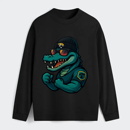Jacksonville Alligator wearing Jaguars beanie with swamp patch and - Classic Long Sleeve Shirt - Black