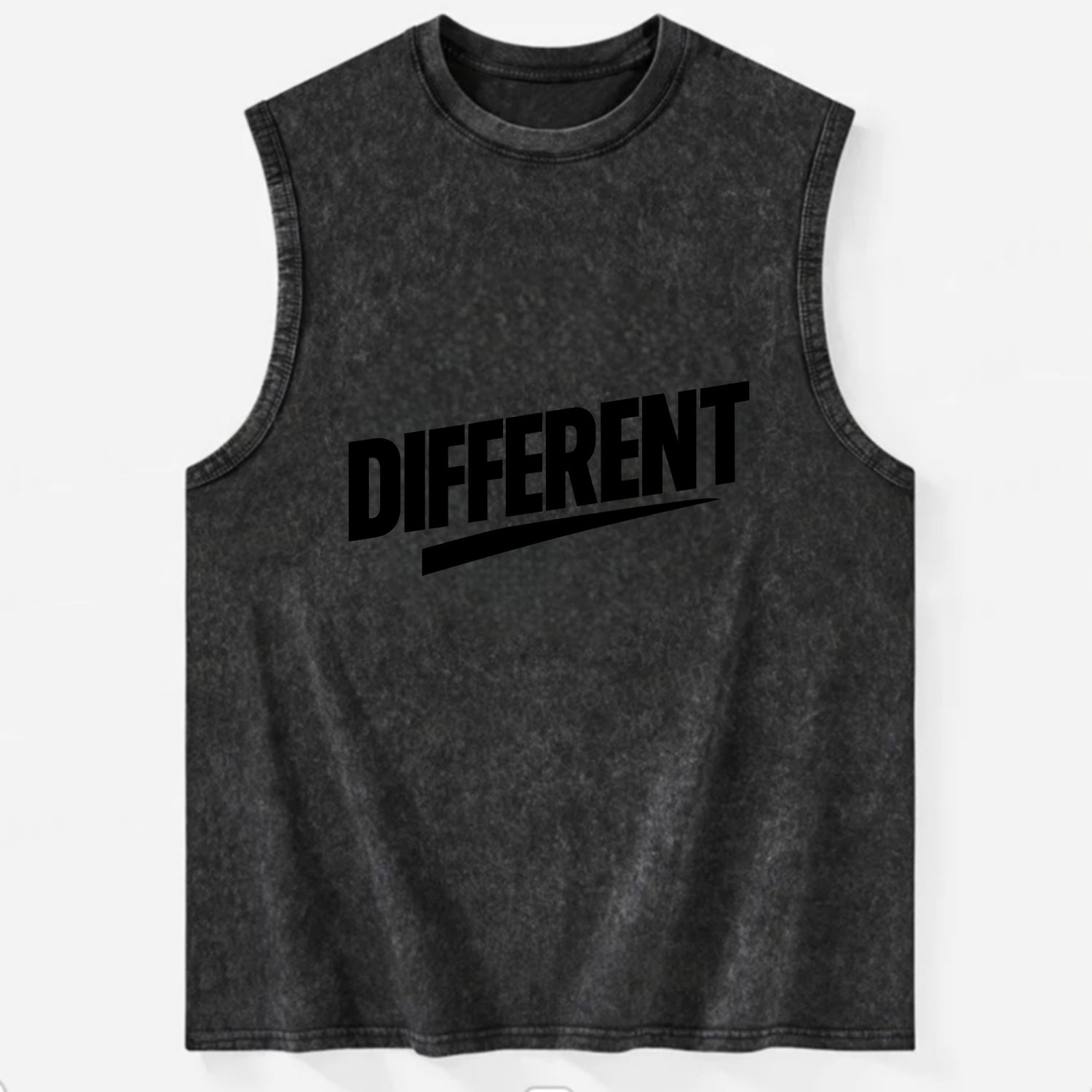 Bold typography design - "DIFFERENT" - standing out, not following crowd - Vintage Washed Tank - Black