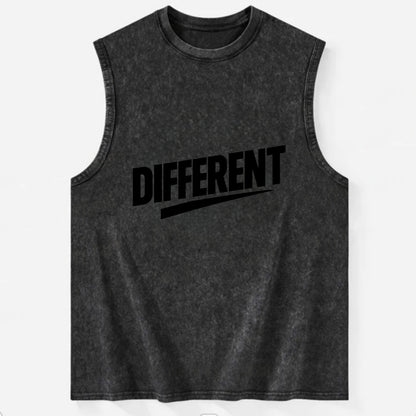 Bold typography design - "DIFFERENT" - standing out, not following crowd - Vintage Washed Tank - Black
