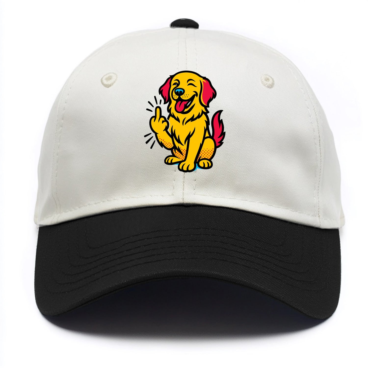 Golden Retriever with happy smile and golden coat, fluffy paw raised - Two Tone Cap - Black