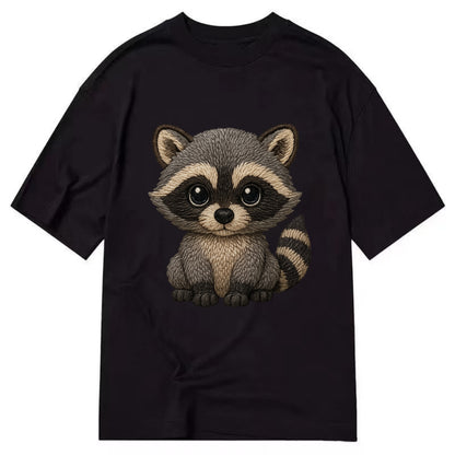 Baby Raccoon - gray fur, black mask, ringed tail, bright curious eyes, - Classic T-shirt - Black