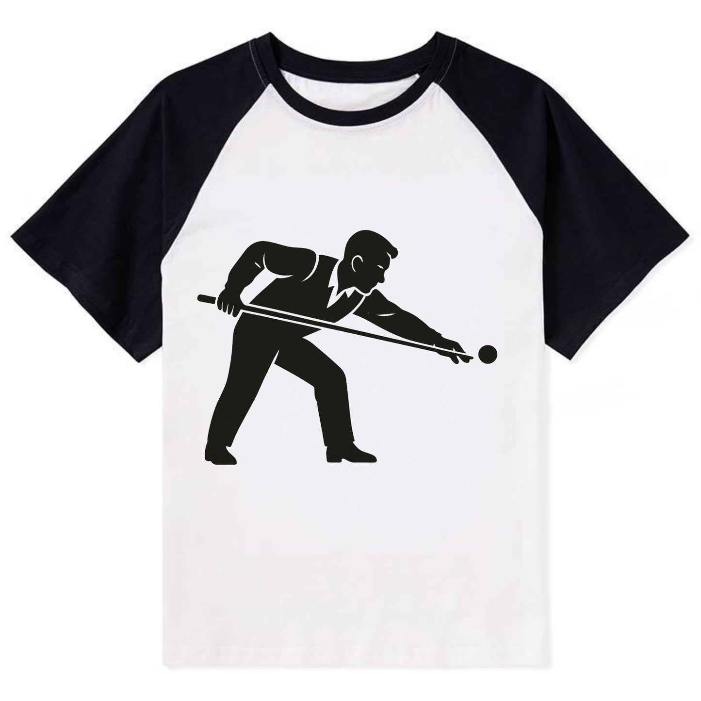Pool player lining up shot - Contrast Raglan T-shirt - Black