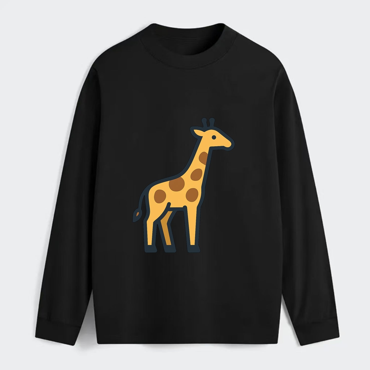 Giraffe - Yellow with brown patches flat side profile - Classic Long Sleeve Shirt - Black