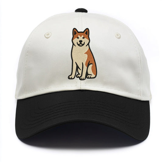 Akita - White and red sitting pose - Two Tone Cap - Black